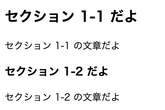 マークアップでは同じh1を使用しているのに、ネストされたセクションのh1の方がCSSによって小さくなっている