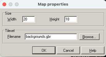 Map properties ウィンドウ。設定内容は先ほどの説明と同じなので割愛する。