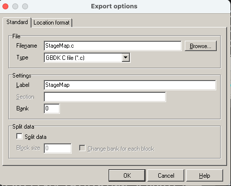 Export Options の画面。先ほど説明した内容と全く同じなので割愛